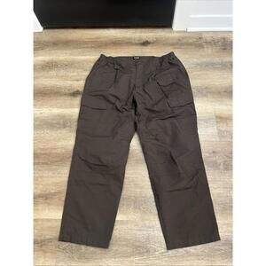 CQR Cargo Pants Mens 40x30 Brown Ripstop Tactical Elastic Waist Work TLP127 Norm